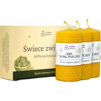 Svíčka Tradiční svíčka z včelího vosku medová Pasieka Rodzinna 3 ks