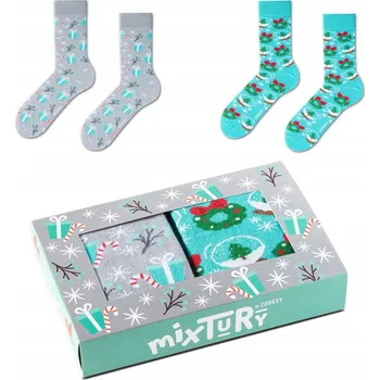 Dámské oblečení 2x Barevné Vánoční Ponožky Dámské Dárek Dlouhé Sada 36-40 ZOOKSY