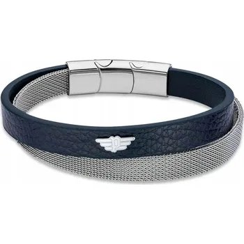 Náramek Stříbrno-tmavě modrý pánský náramek POLICE HARDWARE PEAGB2119614