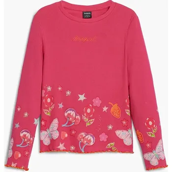 Dívčí tričko Dětské tričko s dlouhým rukávem Desigual růžová barva, 25WGTK22 42X, vel. 140