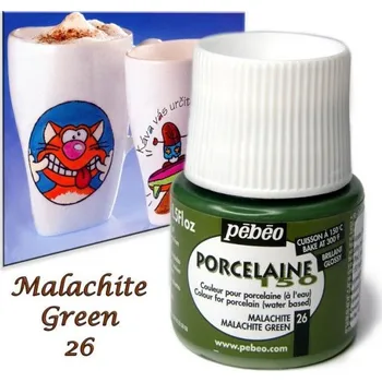 Speciální výtvarná barva Barva na porcelán vypalovací PORCELAIN 150-barva ZELENÁ MALACHIT č.26 objem 45ml.