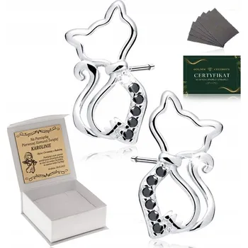 Náušnice STŘÍBRNÉ NÁUŠNICE KOČIČKY PRO DÍVKU STŘÍBRO 925 KE SVATÉMU PŘIJÍMÁNÍ K 1. ROCE + GRAVÍROVÁNÍ