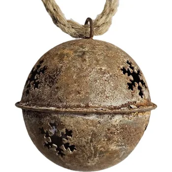 Vánoční ozdoba Sommerfield Zinková rezavá antik závěsná plechová ozdoba rolnička - Ø 6cm