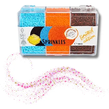 4Cake Česká republika Cukrový máček hnědý, modrý a oranžový (120 g) ▹