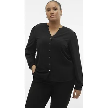 Dámská košile VERO MODA ČERNÁ KOŠILE DLOUHÝ RUKÁV KNOFLÍKY (52)