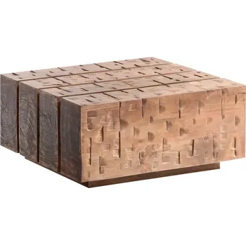 Konferenční stolek Masivní konferenční stolek Otara z mangového dřeva, lakovaný, hnědý – 70×70×35 cm