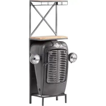 Jídelní stůl Masivní barový jídelní stůl z kovu a dřeva, lakovaný, šedý – 90×38×155 cm