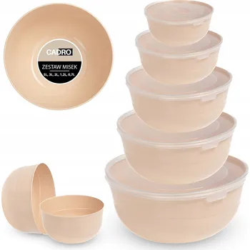 Dóza na potraviny Misky 5 ks plastové s víkem na potraviny, béžová sada