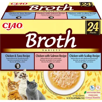 Krmivo pro kočku Inaba Cat Ciao Broth 24x40g Doplňkové Krmivo Pro Kočky Vývar Mix Chutí