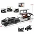 autíčko Kovový model na baterie Tesla Cybertruck s karavanem a čytřkolkou 1:32 stříbrný