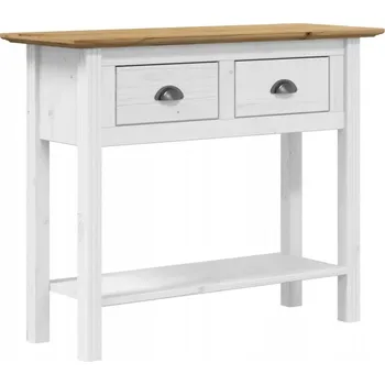 Konferenční stolek Konzolový stolek BODO z masivního borovicového dřeva, bílá/hnědá, 91x35x74 cm