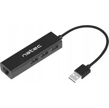 USB hub Natec Dragonfly Hub USB 3x USB 2.0 + RJ45 černý