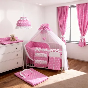 Hnízdečko pro miminko PR Souprava do postýlky 10 dílů - model růžový puntík BAVLNĚNÁ PLENA ZDARMA