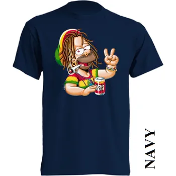 Pánské tričko levne-bavlnene-tricko-potisk-rasta-homer-simpson Barva: Navy - tmavě modrá, velikost: L