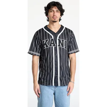 Pánská košile Košile Karl Kani Serif Pinstripe Baseball Shirt Black/ White S