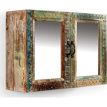 Koupelnový nábytek Masivní koupelnová zrcadlová skříňka Blue Lagoon z mangového dřeva, lakovaná, barevná – 70×23×50 cm