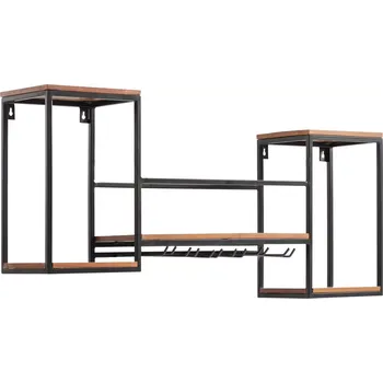 police Masivní závěsná police Aro z kovu a dřeva, lakovaná, hnědá – 100×20×41 cm