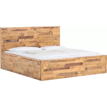 Postel Masivní postel Mayari z recyklované borovice, lakovaná, hnědá – 180x200 cm