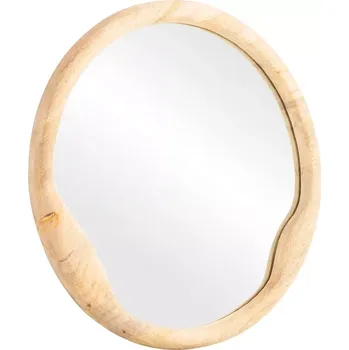 Zrcadlo Masivní zrcadlo Barani z mangového dřeva, lakované, hnědé – kulaté