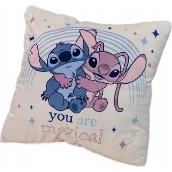 Polštář Poduszka 40x40 Lilo i Stitch welurowa růžový pro děti