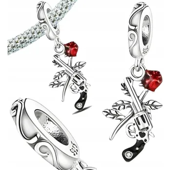 Přívěsek Přívěsek s motivem Guns N' Roses: pistole a růže, stříbro s925