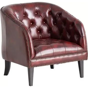 Křeslo Křeslo Chesterfield Oakland z masivní pravé kůže, červené