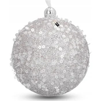 Vánoční ozdoba Vánoční Koule 8 cm stříbrná nerozbitná se vzorem, ozdoba na vánoční stromeček 1 ks