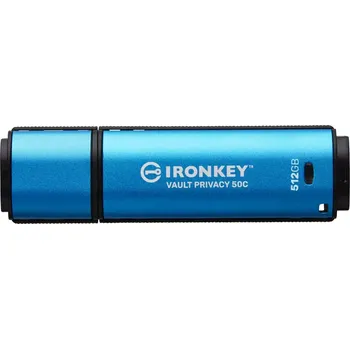USB flash disk Kingston Ironkey Vault Privacy 50C/512GB/USB 3.2/USB-C/Modrá