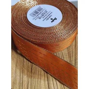 Stuha Plátnová stuha s drátem šíře 24 mm 5 metrů barva rezavá zlatá