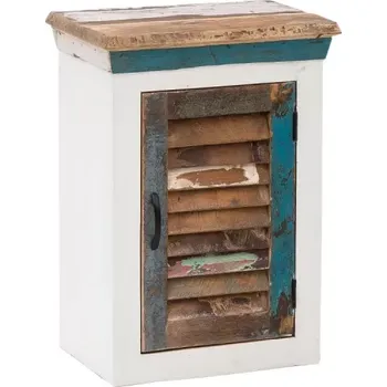 Koupelnový nábytek Masivní koupelnová nástěnná skříňka Perth z recyklovaného dřeva, lakovaná, bílá / barevná