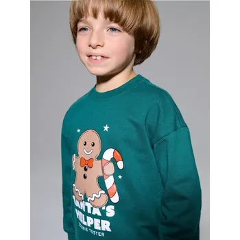 Dětská móda Sinsay - Vánoční mikina s potiskem perníkového panáčka - green spruce - 926GL-75X - 926GL-75X-122