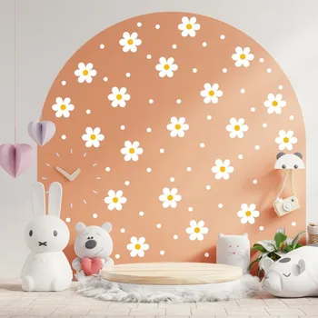 Samolepící dekorace Textilní samolepka na zeď "Sedmikrásky a tečky"