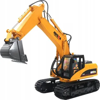 autíčko Dálkově ovládaný bagr Huina Toys 2v1 žlutý se zvukem a LED osvětlením