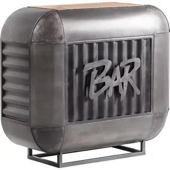 Jídelní stůl Barový jídelní stůl Bolton z kovu a manga, lakovaný, stříbrný – 112×50×105 cm