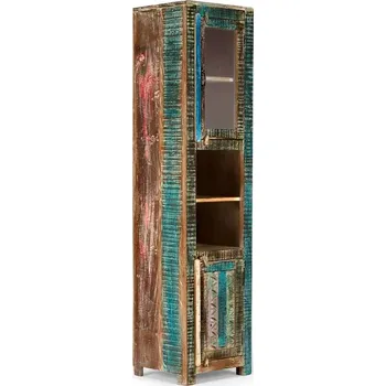 Koupelnový nábytek Masivní koupelnová vysoká skříňka Blue Lagoon z mangového dřeva, lakovaná, barevná – 45×40×188 cm