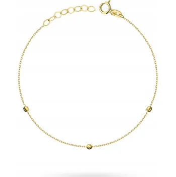 Náramek ZLATÝ dámský NÁRAMEK Au 585 14k DIAMANTOVANÉ KORÁLKY KULIČKY