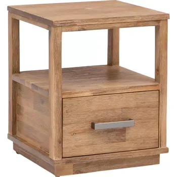 Noční stolek Masivní noční stolek Woodville z akácie, lakovaný, hnědý