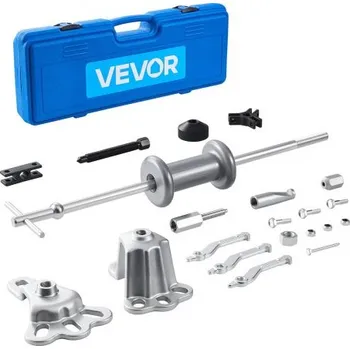 Stahovák Sada stahováků VEVOR s 9cestným posuvným kladivem, 15dílná sada stahováků ložisek náboje předního kola a stahováků promáčknutých hřídelí náboje zadní nápravy, sada stahováků ložisek nápravy a stahováků s posuvným kladivem s přepravním boxem