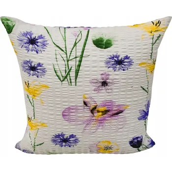 Povlak na dekorativní polštářek Povlak na polštář z krepové bavlny 40x40 "Macešky malované na bílém" Výrobce 100% Bavlna