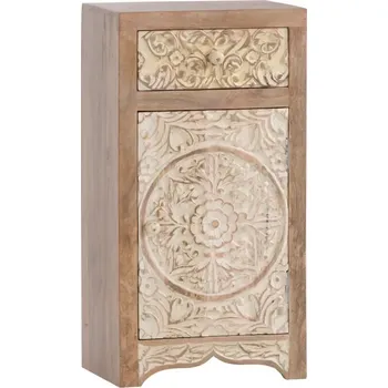 Koupelnový nábytek Masivní koupelnová spodní skříňka Delhi z mangového dřeva, lakovaná, hnědá – 43×30×80 cm