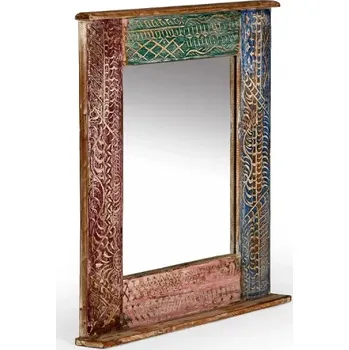 Zrcadlo Masivní koupelnové zrcadlo Blue Lagoon z recyklovaného dřeva, lakované, vícebarevné – 70×80 cm