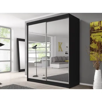 Šatní skříň Murphy 20 šatní skříň 180, černá/zrcadlo