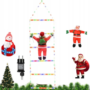 Vánoční dekorace VÁNOČNÍ LED DEKORACE Mikuláš ŠPLHAJÍCÍ PO ŽEBŘÍKU SVÍTÍCÍ 97cm