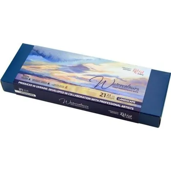 Výtvarná sada ROSA Gallery akvarelové barvy Landscape - 21 barev v kovové krabičce