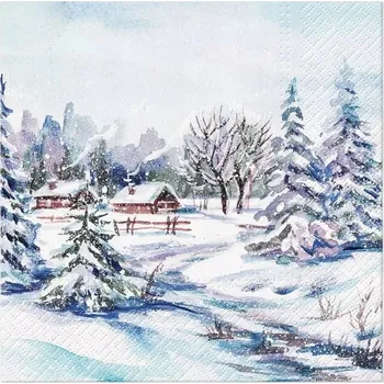 Papírový ubrousek Ubrousky ZIMA Vánoce SNÍH svátky x20