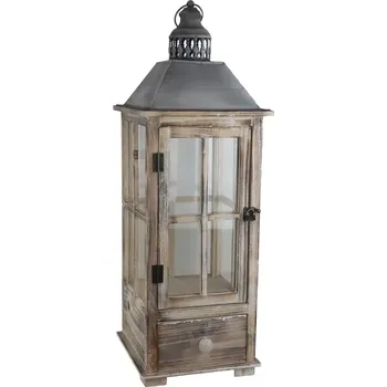 Lucerna Dřevěná lucerna se šuplíkem D6490/S