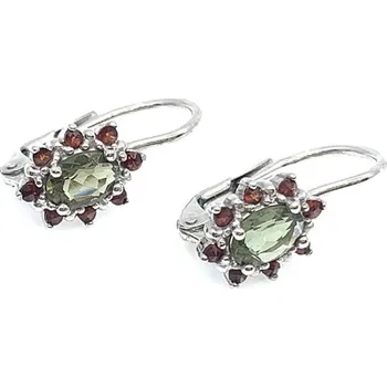 Řetízek Diante Zlaté náušnice s vltavínem a granáty 31512495