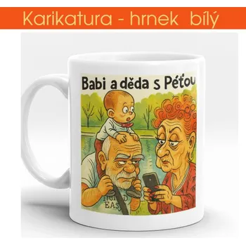 Hrnek bílý - karikatura - potisk pouze jedné strany s karikaturou