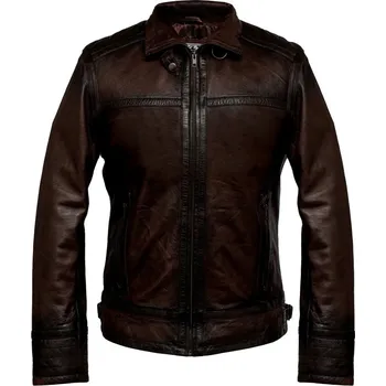Pánská větrovka MAX Pánská kožená bunda 5201 tmavě hnědá