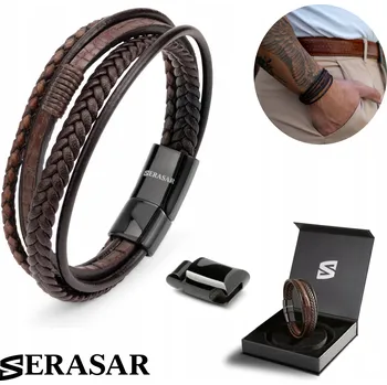 Náramek Pánský kožený náramek [Wild] - Hnědý